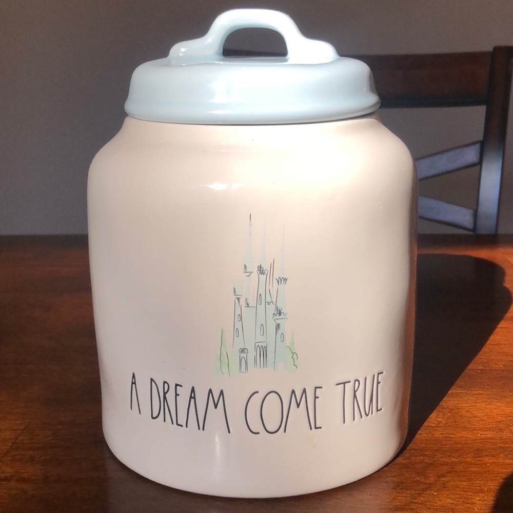 NWT Rae Dunn Disney A Dream Come True Cinderella Castle Canister Jar Blue Lid